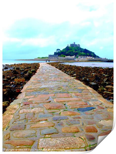 The Mystical Island Fortress of St. Michaels Mount Print by john hill