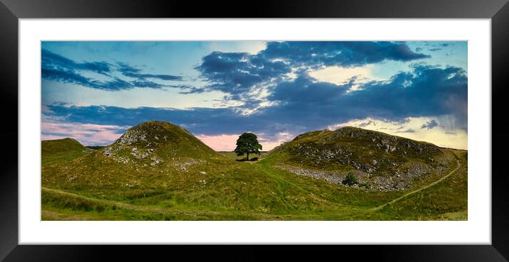 Stunning Panoramic Sunset at Sycamore Gap, Hadrian Framed Mounted Print by Tracey Turner