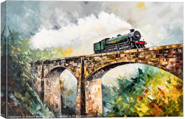 Steam Train On Viaduct Canvas Print by Robert Deering