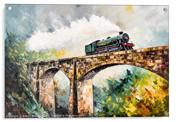 Steam Train On Viaduct Acrylic by Robert Deering