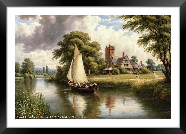 Sailing Boat on Suffolk River Framed Mounted Print by Robert Deering