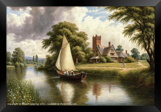 Sailing Boat on Suffolk River Framed Print by Robert Deering