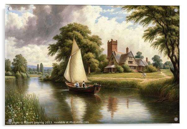 Sailing Boat on Suffolk River Acrylic by Robert Deering