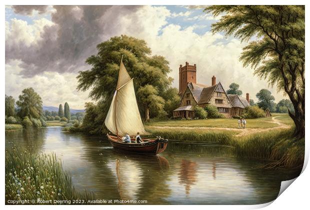 Sailing Boat on Suffolk River Print by Robert Deering