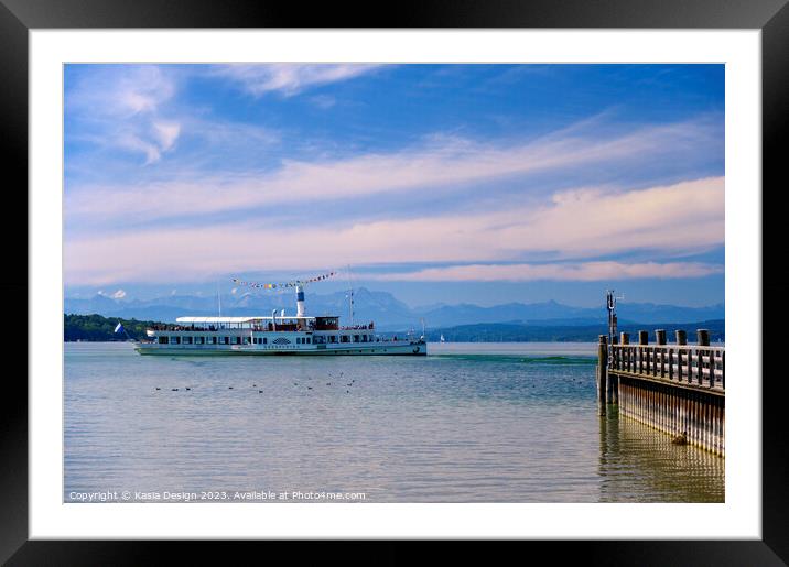 Paddle Steamer Setting Sail Framed Mounted Print by Kasia Design