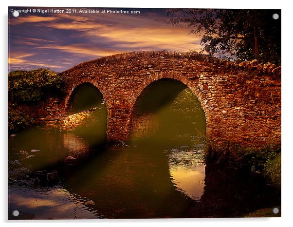 Sun Set Over Packhorse Bridge Acrylic by Nigel Hatton