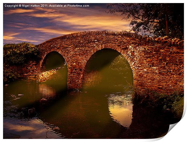 Sun Set Over Packhorse Bridge Print by Nigel Hatton