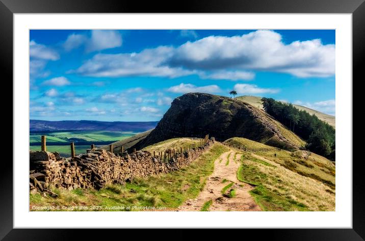 The Great Ridge and Back Tor Peak District. Framed Mounted Print by Craig Yates