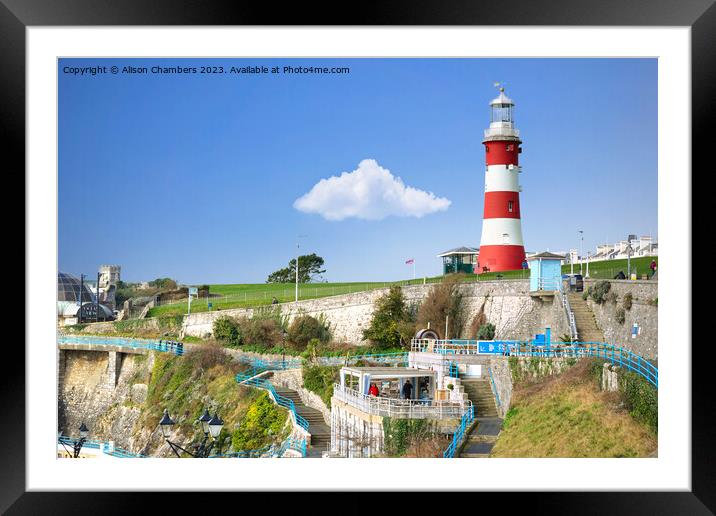 Smeatons Tower on Plymouth Hoe Framed Mounted Print by Alison Chambers