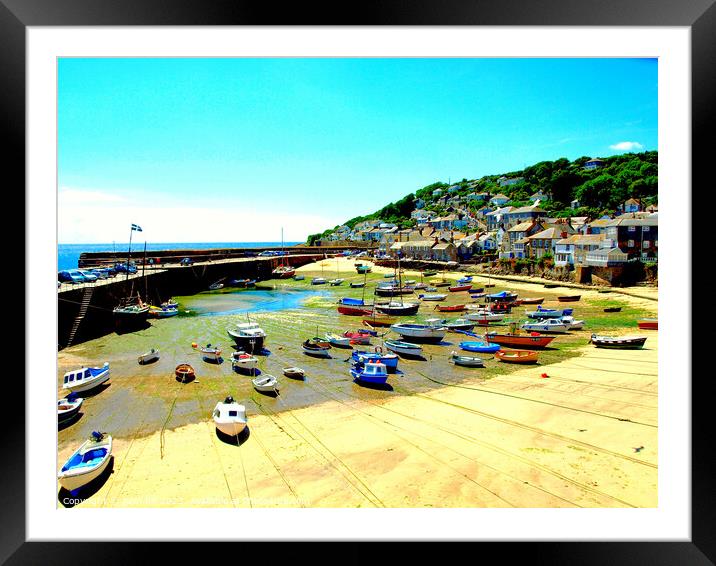 Tranquil Mousehole Harbour Framed Mounted Print by john hill