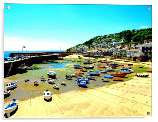 Tranquil Mousehole Harbour Acrylic by john hill
