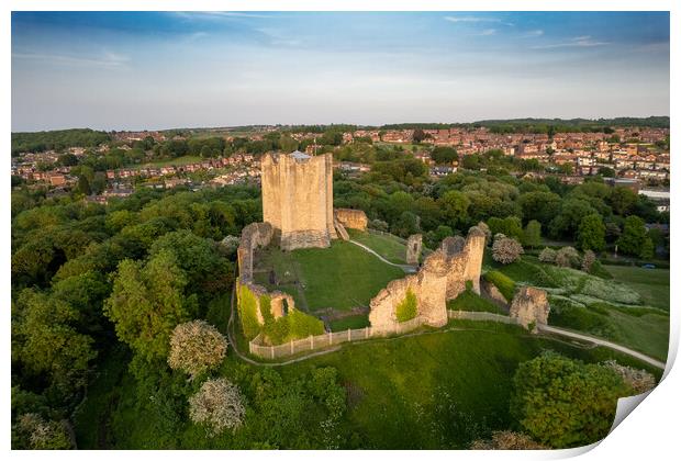 Conisbrough Castle Last Light Print by Apollo Aerial Photography