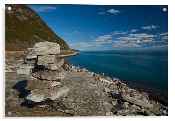 Stone man along the E6, Norway Acrylic by Thomas Schaeffer