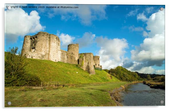 Kidwelly Castle Carmarthenshire Wales Acrylic by Nick Jenkins