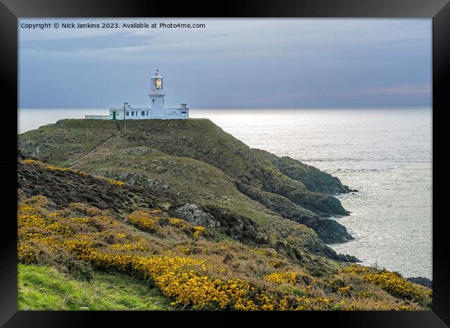 Strumble Head Lighthouse Pembrokeshire Coast Natio Framed Print by Nick Jenkins