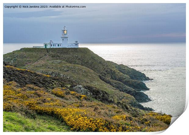 Strumble Head Lighthouse Pembrokeshire Coast Natio Print by Nick Jenkins