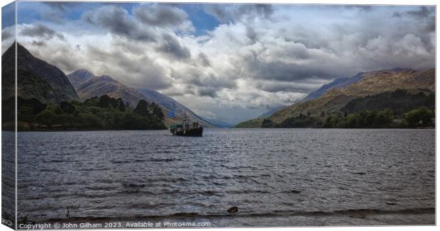 Tourist pleasure boat on Loch Shiel The Highlands  Canvas Print by John Gilham