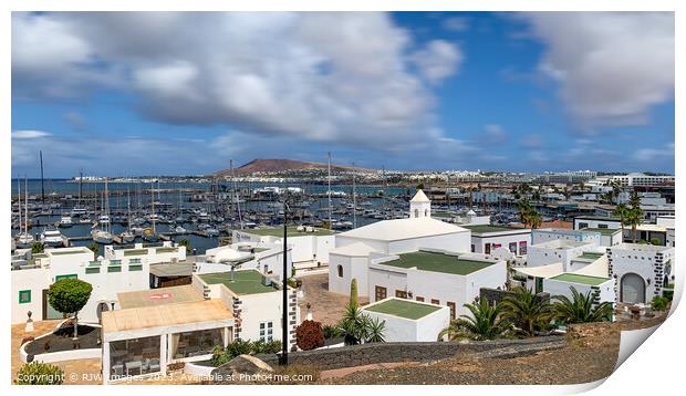 Lanzarote and Playa Blanca Marina from Above Print by RJW Images