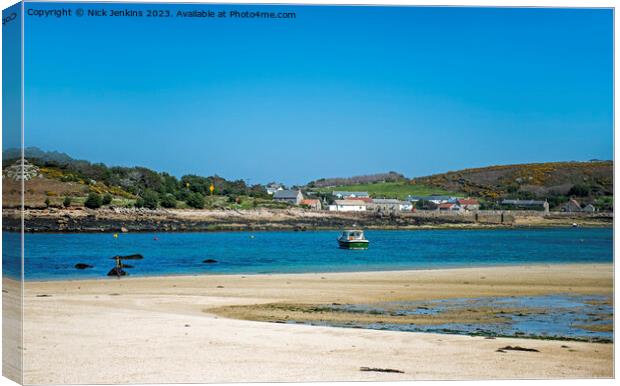 New Grimsby on Tresco from Bryher Scilly Isles Canvas Print by Nick Jenkins