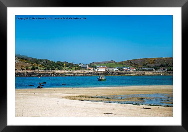 New Grimsby on Tresco from Bryher Scilly Isles Framed Mounted Print by Nick Jenkins