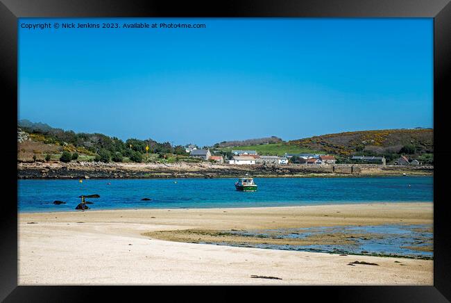 New Grimsby on Tresco from Bryher Scilly Isles Framed Print by Nick Jenkins