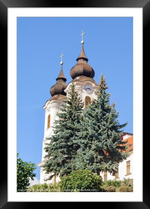 Church towers - Tihany Framed Mounted Print by Laszlo Konya