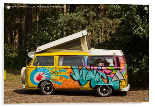 Sun-kissed VW Camper Acrylic by Ron Ella