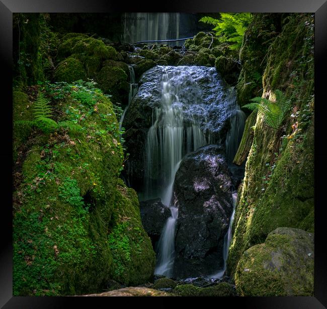 Enchanting Forest Waterfall Framed Print by Jo Sowden