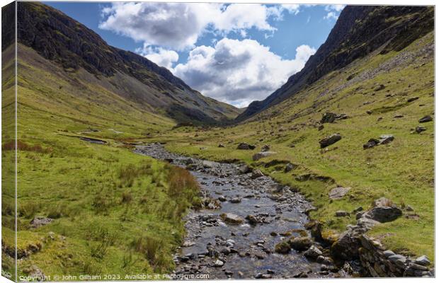 A stony stream at Honister Pass in The English Lak Canvas Print by John Gilham