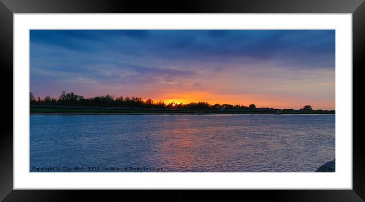 Sunset over the River Great Ouse  Framed Mounted Print by Clive Wells