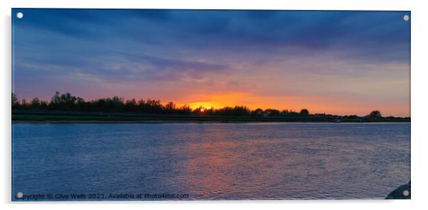 Sunset over the River Great Ouse  Acrylic by Clive Wells