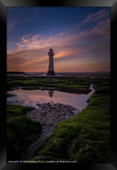 Perch Rock Sunset Framed Print by Pete Mainey