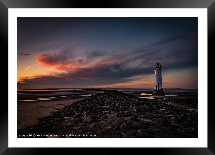 Sunset at Perch Rock Lighthouse, Wirral Framed Mounted Print by Pete Mainey