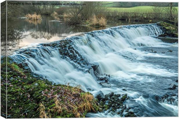 Weir at village of Staveley Lake District Cumbria with weir  Canvas Print by Nick Jenkins