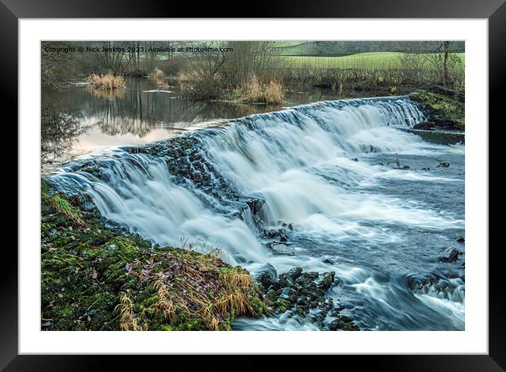 Weir at village of Staveley Lake District Cumbria with weir  Framed Mounted Print by Nick Jenkins