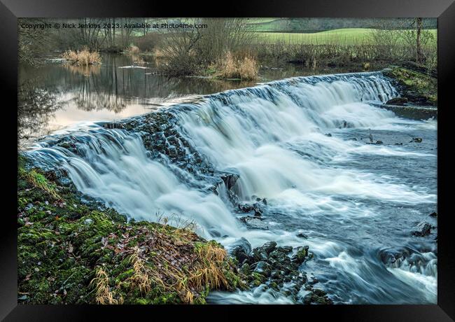 Weir at village of Staveley Lake District Cumbria with weir  Framed Print by Nick Jenkins