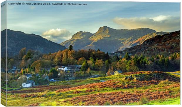 The Langdale Pikes Lake District National Park Canvas Print by Nick Jenkins
