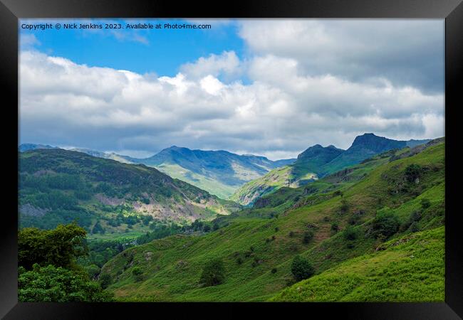 The Great Langdale Valley and Langdale Pikes July Framed Print by Nick Jenkins
