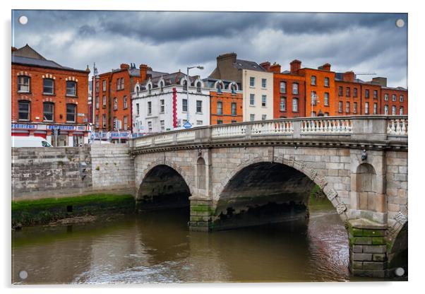 Mellows Bridge on River Liffey in Dublin Acrylic by Artur Bogacki