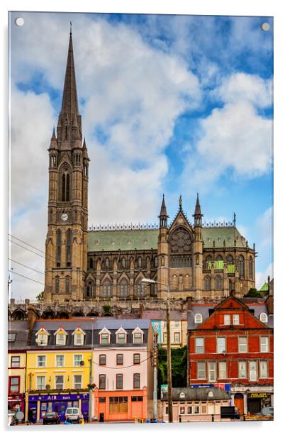 Cobh Town Houses And Cathedral In Ireland Acrylic by Artur Bogacki