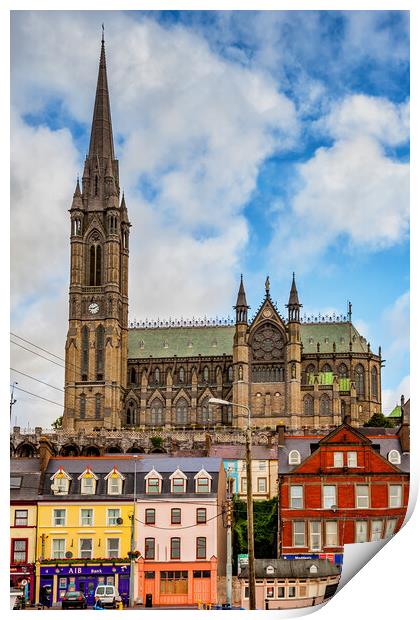 Cobh Town Houses And Cathedral In Ireland Print by Artur Bogacki