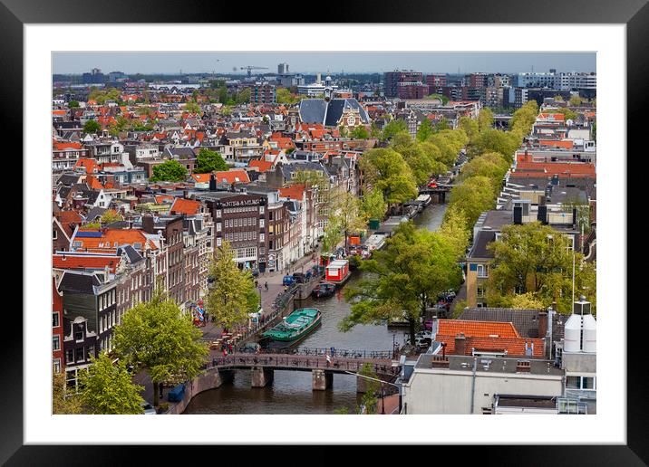 City of Amsterdam Aerial View in Netherlands Framed Mounted Print by Artur Bogacki