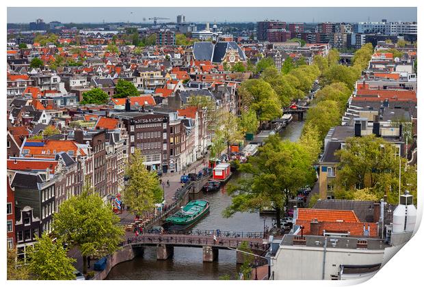 City of Amsterdam Aerial View in Netherlands Print by Artur Bogacki