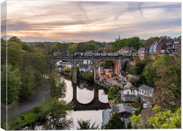 Old stone railway viaduct over River Nidd in Knare Canvas Print by Steve Heap