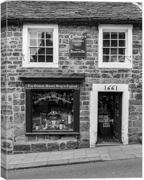 Oldest sweet shop in England in Pateley Bridge Canvas Print by Steve Heap