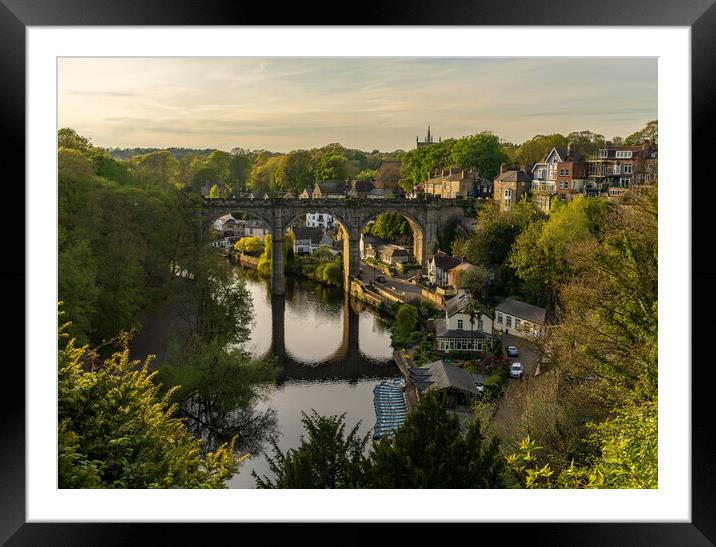 Old stone railway viaduct over River Nidd in Knare Framed Mounted Print by Steve Heap