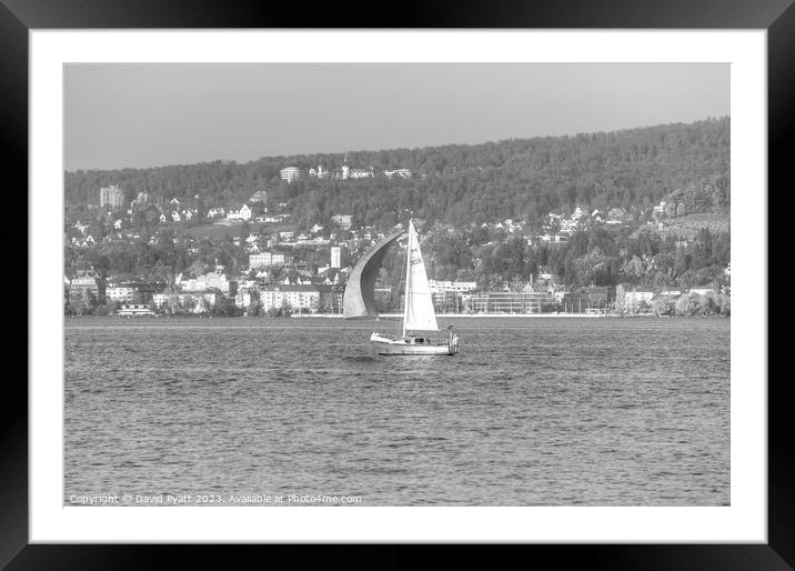 Sail Boat Lake Zurich  Framed Mounted Print by David Pyatt