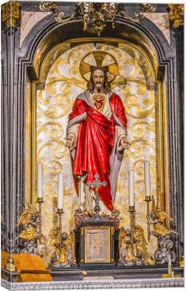 Jesus Sacred Heart Jasna Gora New Basilica Czestochowy Poland Canvas Print by William Perry