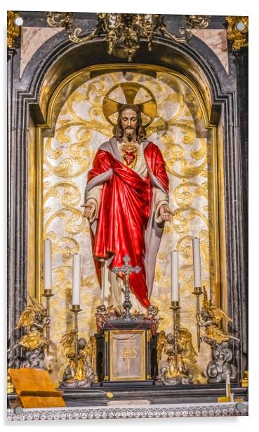 Jesus Sacred Heart Jasna Gora New Basilica Czestochowy Poland Acrylic by William Perry