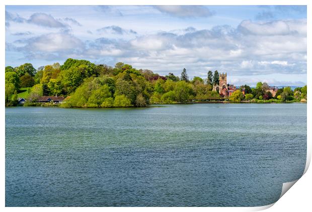 View across the Mere to the town of Ellesmere in S Print by Steve Heap